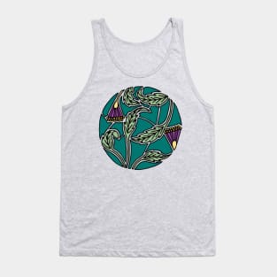 Circular Mosaic Flowers | Turquoise Flower Circle Tank Top